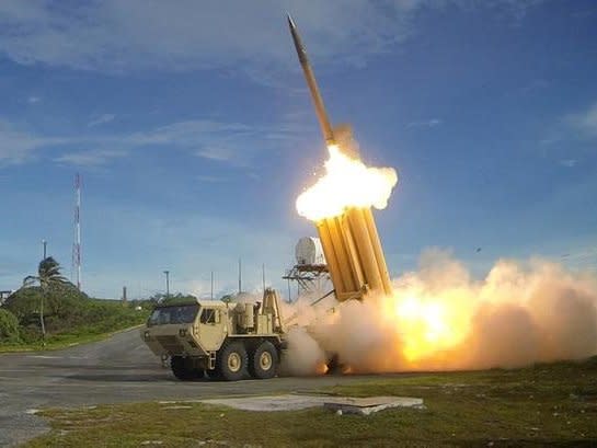 A Terminal High Altitude Area Defense (THAAD) interceptor is launched during a successful intercept test, in this undated handout photo provided by the U.S. Department of Defense, Missile Defense Agency.  U.S. Department of Defense, Missile Defense Agency/Handout via Reuters/File Photo