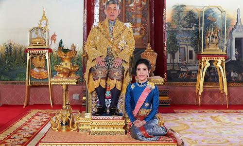 Vajiralongkorn and Sineenat in a photo released by the Thai royal palace in August