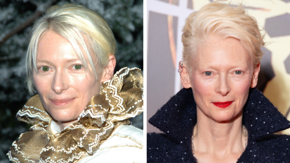 Tilda Swinton in 2005 and 2023