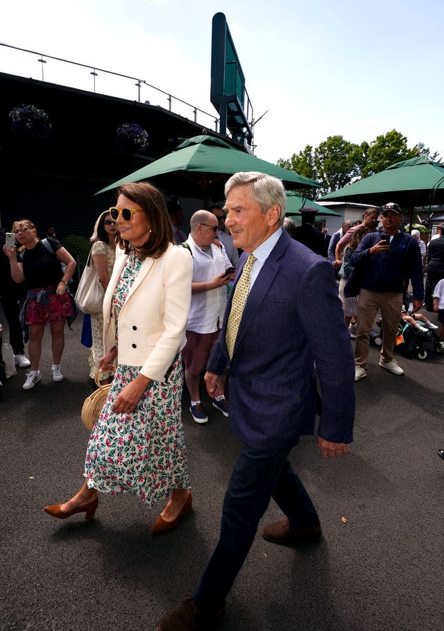 Carole and Michael Middleton arriving at Wimbledon