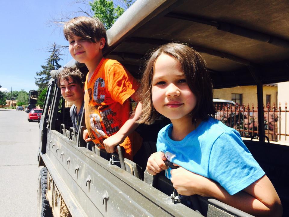 The kids on the Santa Fe Mountain Adventures tour of Santa Fe in 2015. It's one of the top things to do in Santa Fe for families.