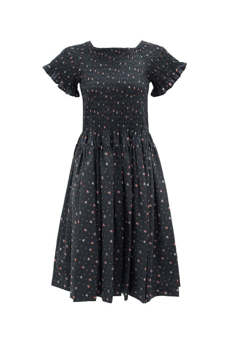 Molly Goddard Tilly Black Floral Printed Dress