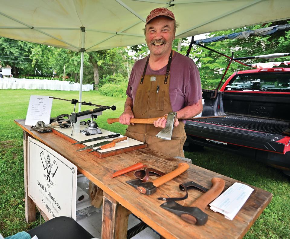 Knife sharpener David Morrison can be found at the Holden Farmers Market.