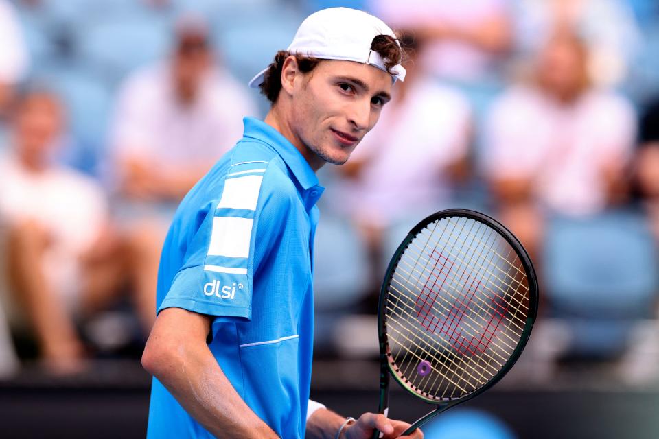 Ugo Humbert, pictured here in action against Richard Gasquet at the Australian Open. 