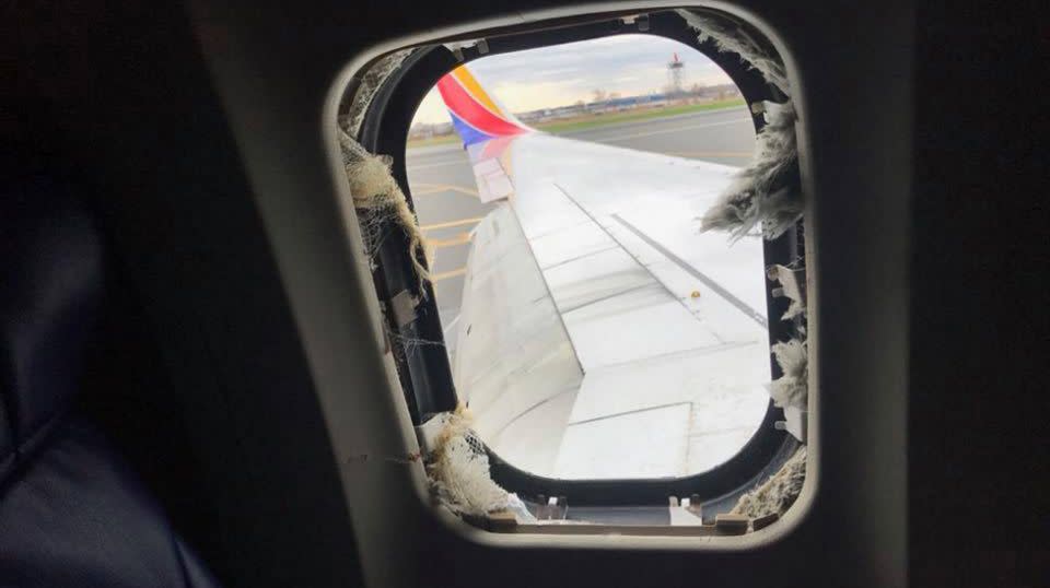 Ms Macken was relieved when Tim McGinty and Andrew Needum helped pull the woman back into the aircraft. Source: Facebook/Marty Martinez