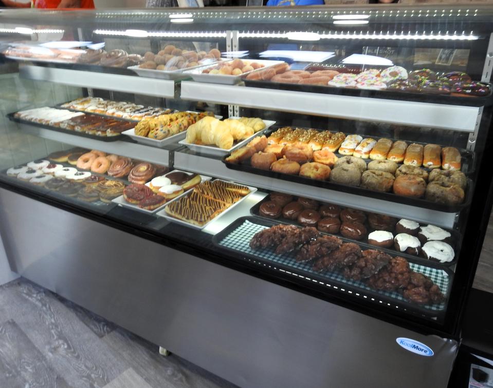 The display case of doughnuts and more at Heavenly Sweets Bakery in West Lafayette.