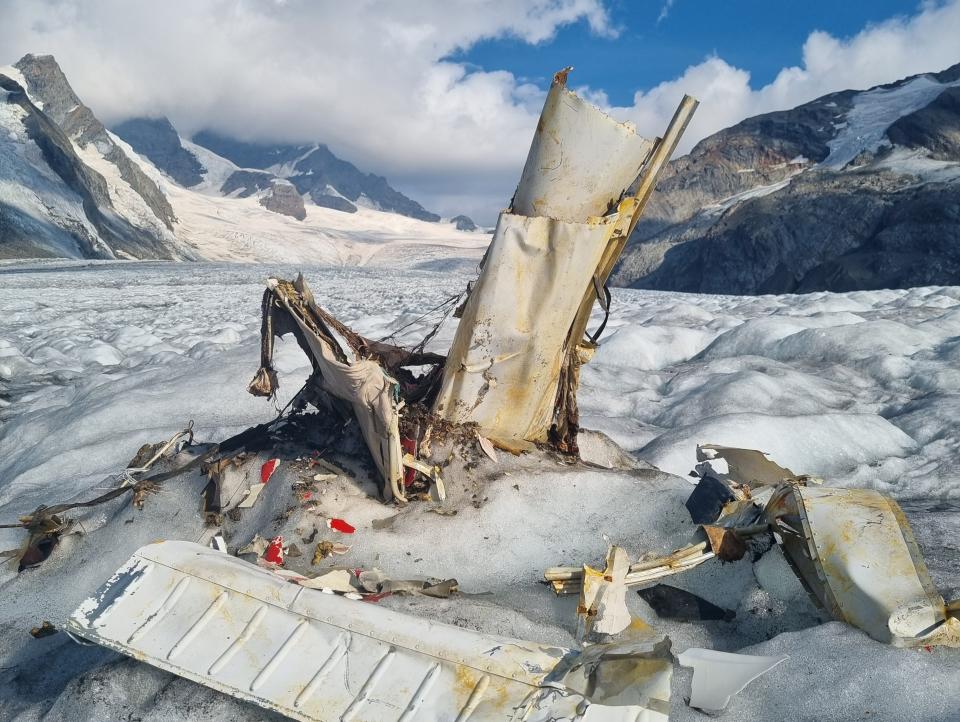 Switzerland’s melting glaciers revealed the remains of a 1968 plane.