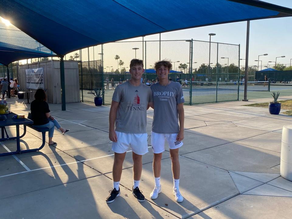 Hank and Jack Brown of Brophy Prep. The brothers won the Division I Boys Doubles championship.