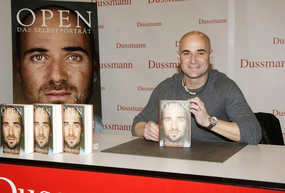 BERLIN - DECEMBER 13:  (EDITORS NOTE: Entertainment Online Subscriptions GLR Included) Former tennis player Andre Agassi poses at the signing of his  new book 'Open: An Autobiography' at KulturBuehne at the Sphinx on December 13, 2009 in Berlin, Germany.  (Photo by Florian Seefried/Getty Images)