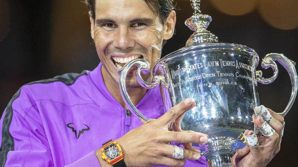 Rafael Nadal was all smiles after winning the 2019 US Open, but some eagle-eyed fans took more notice of the million dollar watch he wore throughout the match. (Photo by Tim Clayton/Corbis via Getty Images)