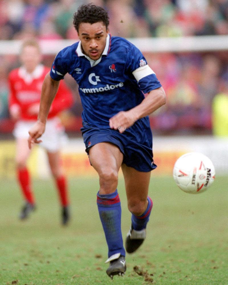 Paul Elliott playing for Chelsea, wearing the captain’s armband