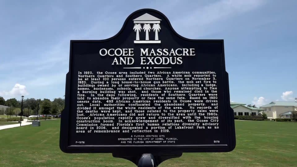 A marker commemorates the Ocoee Race Massacre, during which a White mob attacked and killed Black Ocoee residents. - CNN