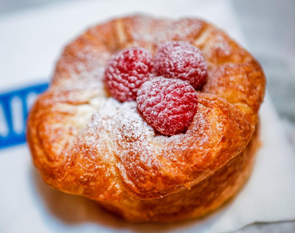 A kouign-amann raspberry cream pastry prepared at Main Street by The Breakers.