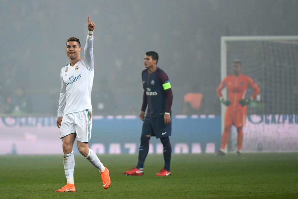 Cristiano Ronaldo’s goal at Parc des Princes sealed Real Madrid’s progression to the Champions League quarterfinals and knocked out PSG. (Getty)