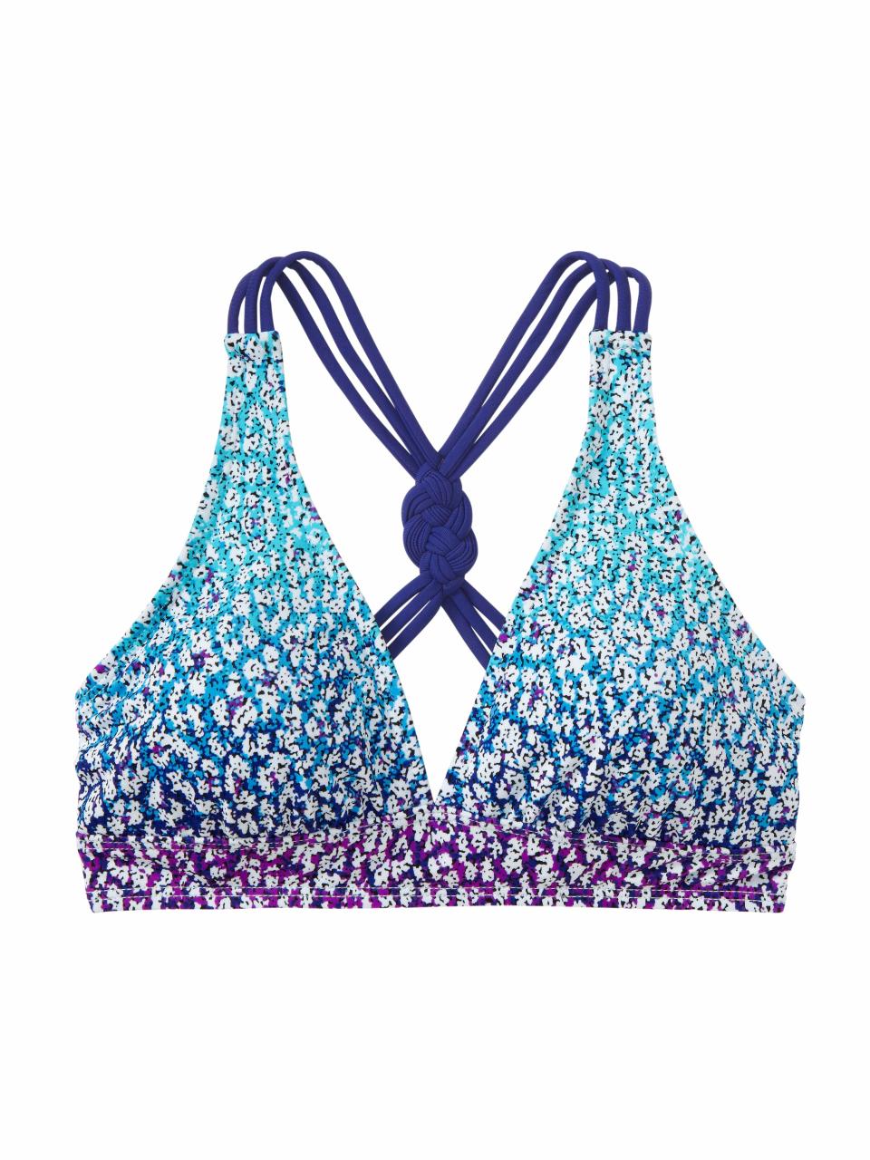 This product image released by Athleta shows a bikini top. Swim separates, including bikini and tankini tops, and brief, bikini and short-style bottoms, were introduced into wide distribution several years ago. They were intended to solve a practical problem when consumers needed a bigger top or bigger bottom, but women have since started using them to make a style statement. (AP Photo/Athleta)