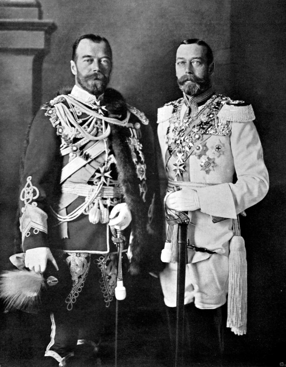 Nicholas II, Emperor of Russia, and George V, King of Great Britain and Ireland in 1913.