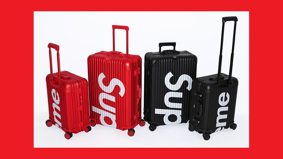 Rimowa // x Supreme 45L Red & White Logo Hard Case Topas Luggage