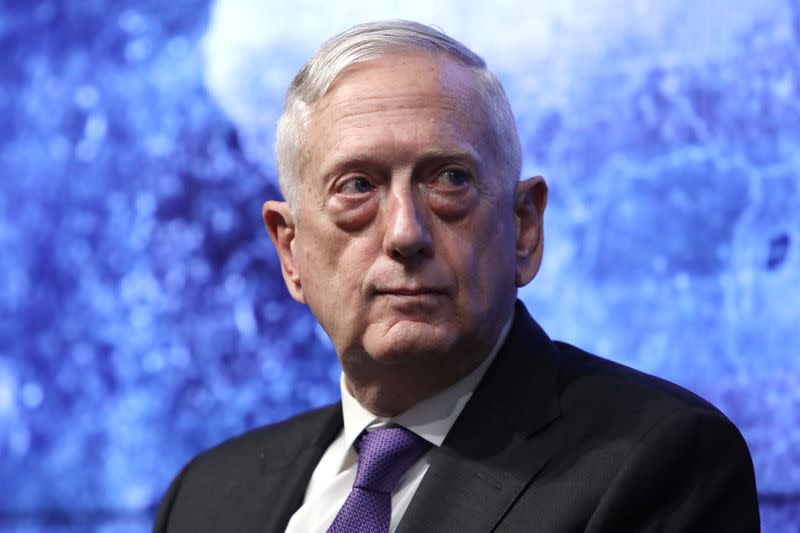 Former U.S. Secretary of Defense General Jim Mattis speaks at a Reuters Newsmaker event in New York