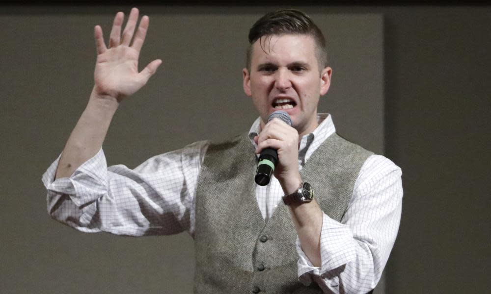 Richard Spencer speaks at Texas A&M University on 6 December 2016.