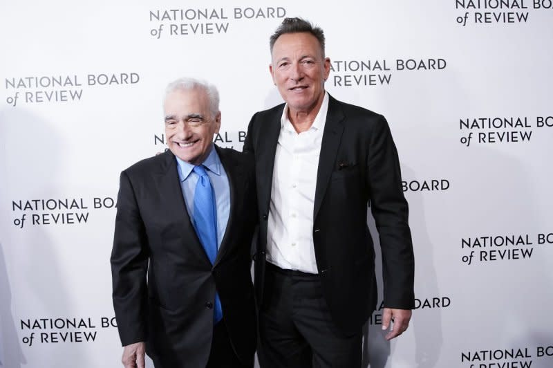 Bruce Springsteen (R) and Martin Scorsese attend the National Board of Review Gala in 2020. File Photo by John Angelillo/UPI