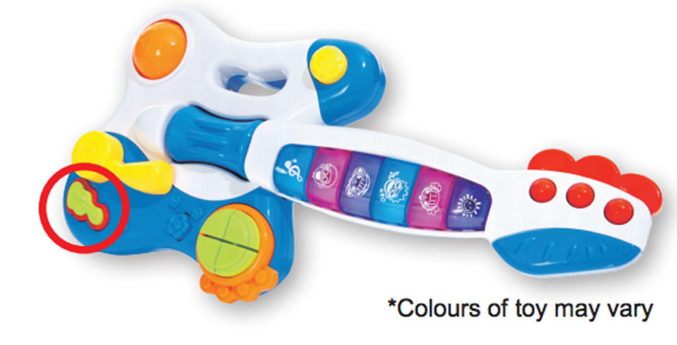 Target has issued a recall of the Young Ones Light And Sound Guitar due to choking concerns. Source: Target