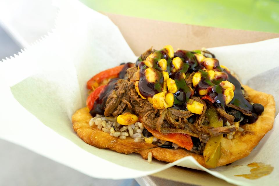 A view of the 3 Sisters Fried Bread from the Indigenous Chef food truck at Taste of Cincinnati 2023.