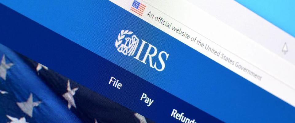 Screenshot of IRS website.