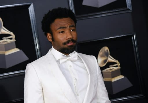 Childish Gambino arrives for the 60th Grammy Awards on January 28, 2018, in New York