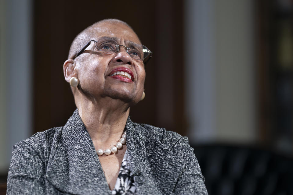 Del. Eleanor Holmes Norton, D-D.C., reflects on her time as a young civil rights activist during the 1963 March on Washington, during an Associated Press interview in her office on Capitol Hill in Washington, Wednesday, Aug. 9, 2023. Norton was a 26-year-old Student Nonviolent Coordinating Committee worker in Mississippi in 1963 when she became part of the staff that organized the March on Washington. “As I flew from New York to Washington, I could see that the march would be a success because as far as the eye could see, there were crowds," she said. "We weren’t sure how big because there had never been such a large march before, but it was overwhelming.” (AP Photo/J. Scott Applewhite)