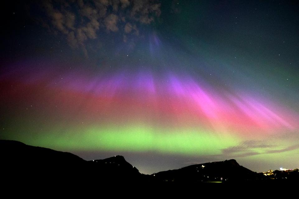 The northern lights in Holyrood Park, Edinburgh (PA)