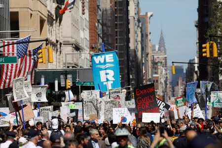 Activists take part in a demonstration as part of the Global Climate Strike in Manhattan in New York