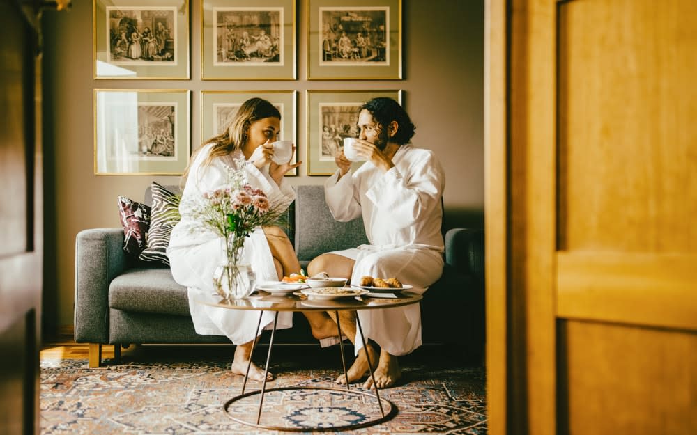 Two people at a spa