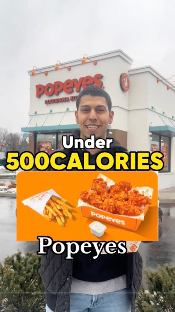 New Jersey personal trainer and nutritionist Michael Ballantine is sharing how to make a blackened tender meal at Popeyes for under 500 calories. TikTok/@trainwithmikey