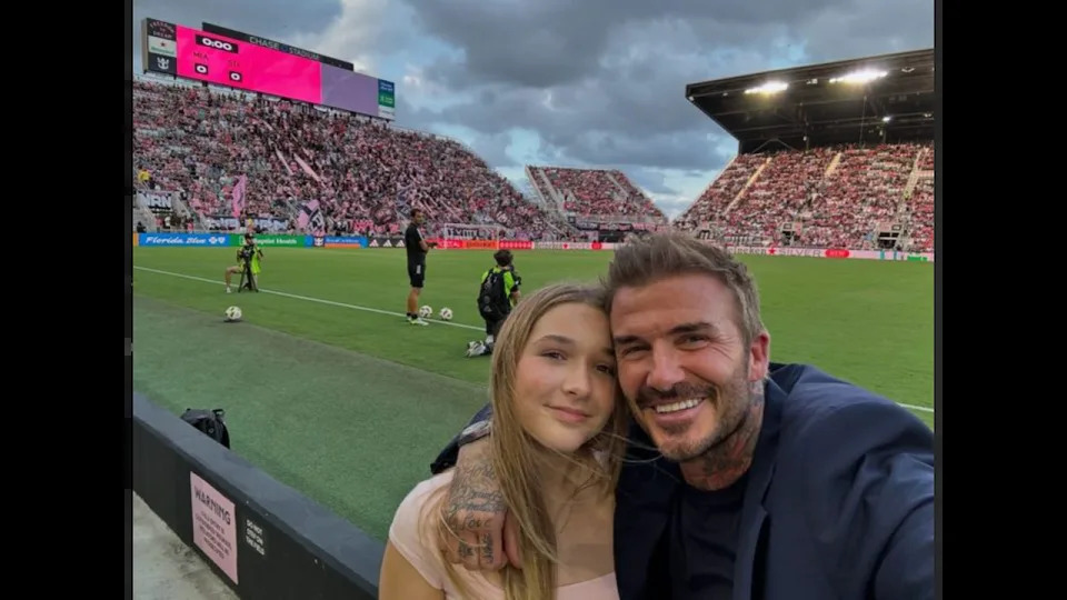 Harper Beckham shared a sweet moment with her dad, David