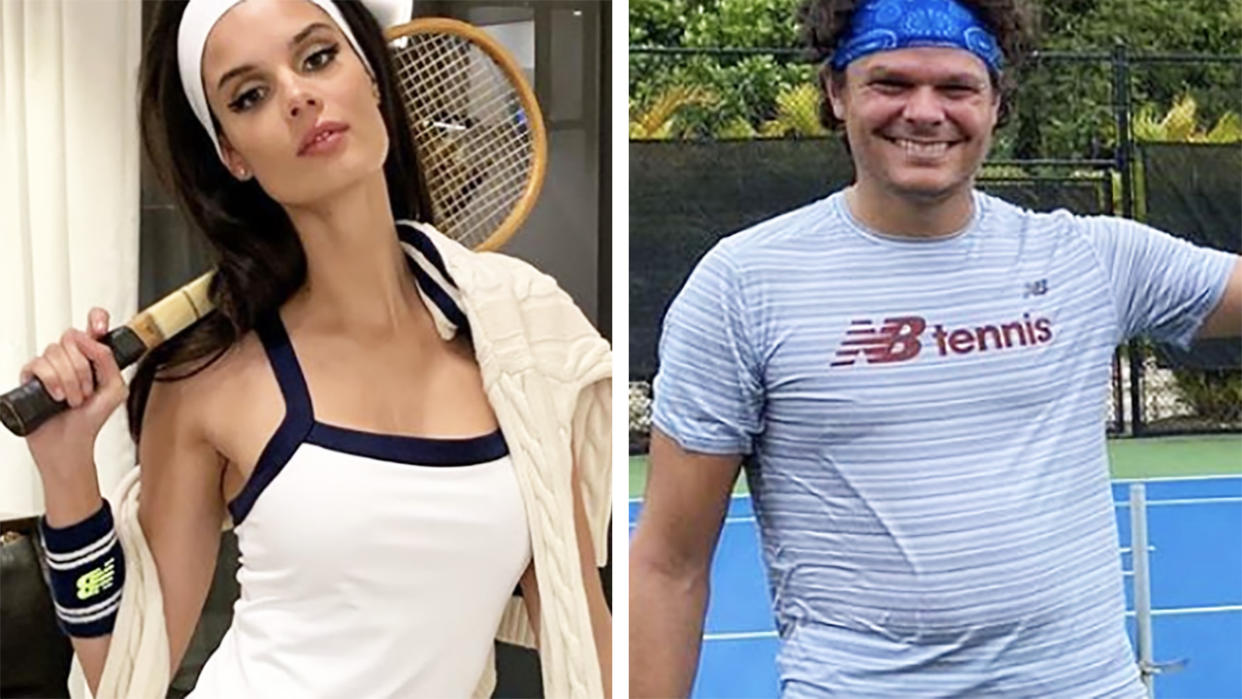 Camille Ringoire, the model girlfriend of Canadian tennis star Milos Raonic, didn't take a rival's crack about her partner's weight lying down. Pictures: Instagram