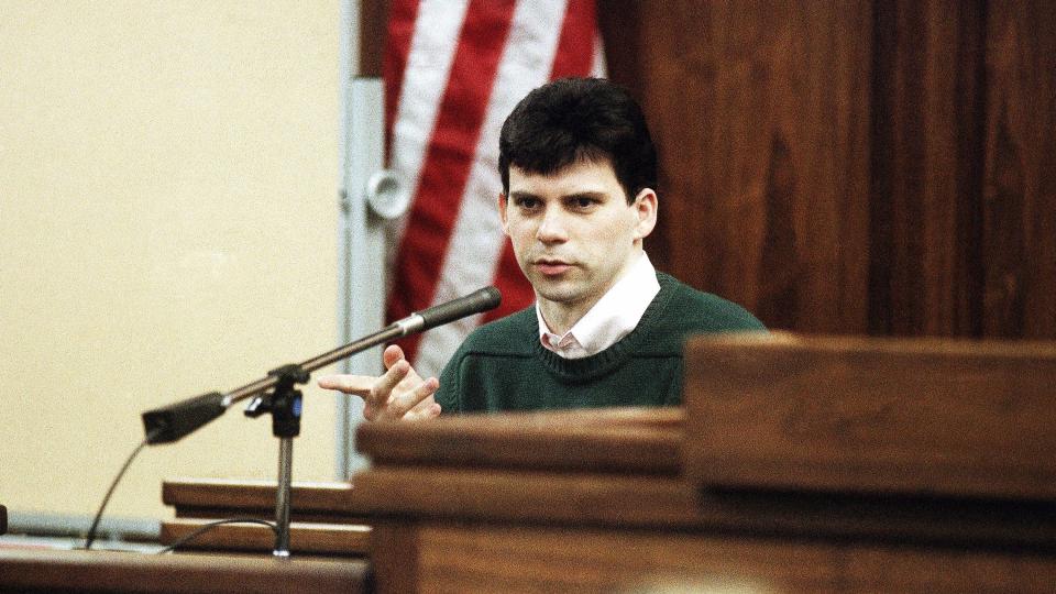 Lyle Menendez testifying at the first trial. / Credit: Associated Press
