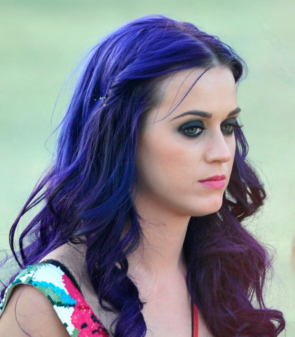 Singer Katy Perry attends Day 3 of the 2012 Coachella Valley Music & Arts Festival held at the Empire Polo Club on April 15, 2012 in Indio, California. (Photo by Frazer Harrison/Getty Images for Coachella)