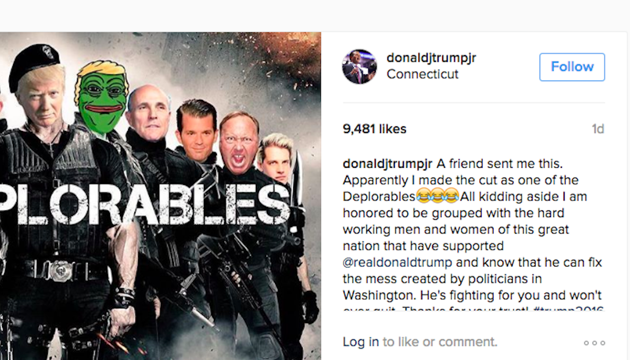 Donald J. Trump Jr’s comment on the poster, via Tina Nguyen.