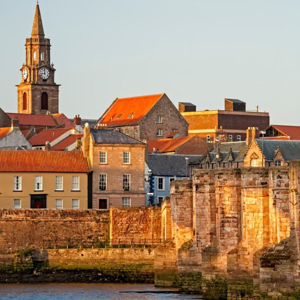 Town and River Tweed, Berwick-upon-Tweed, England, United Kingdom, on a sunny day.