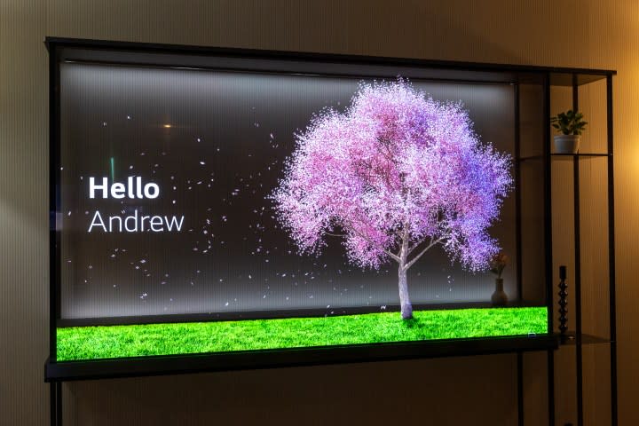 The LG Signature OLED T seen at CES 2024.