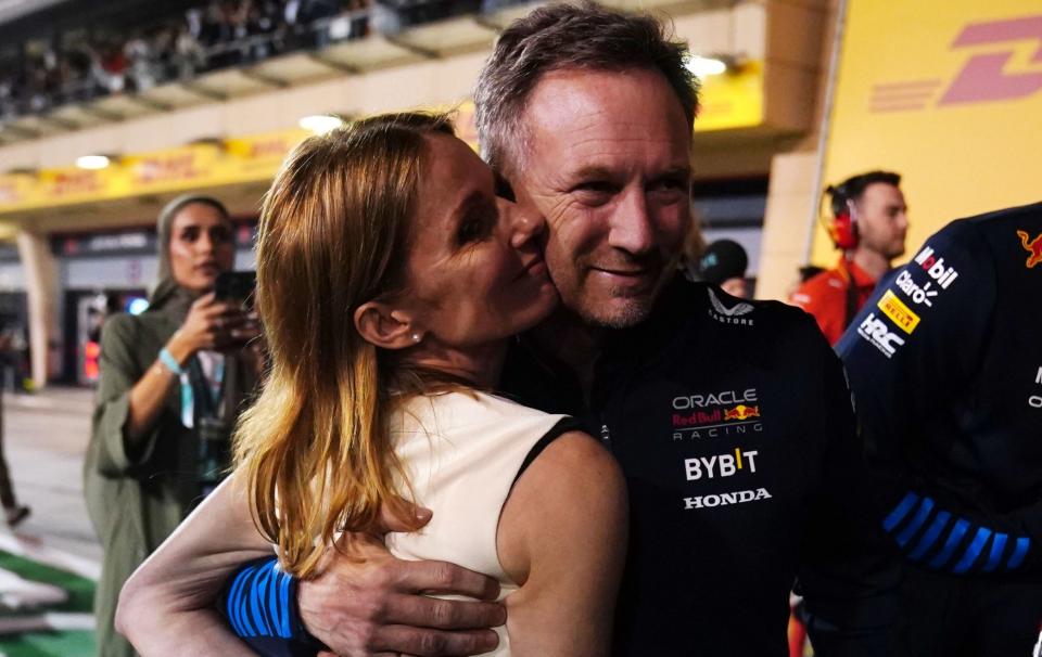 Christian and Geri Horner put on a public display of affection in Bahrain