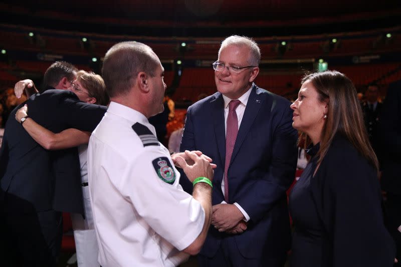 Australian Prime Minister Morrison attends a state memorial honouring victims of the Australian bushfires in Sydney