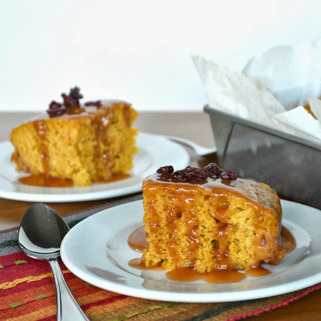 This is an adaptation of a Lynn Crawford recipe, so of course it focuses on local and seasonal ingredients... and looks absolutely amazing.  <a href="http://www.becauseilikechocolate.com/2013/09/pumpkin-sticky-toffee-pudding.html#.Un0hC_msjK6" target="_blank">Find the recipe at Because I Like Chocolate</a>.