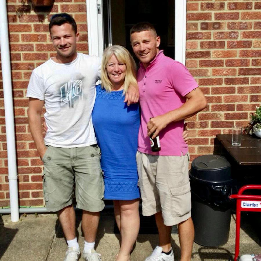 Shaun pictured with his brother Daniel and his mum Jill who passed away from a glioblastoma - a fast-growing and aggressive brain tumour. (Brain Tumour Research/SWNS)