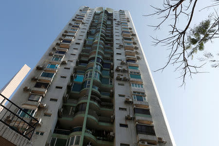 An exterior view of one of the blocks at Ocean Garden, at Taipa in Macau, China February 16, 2017. REUTERS/Bobby Yip