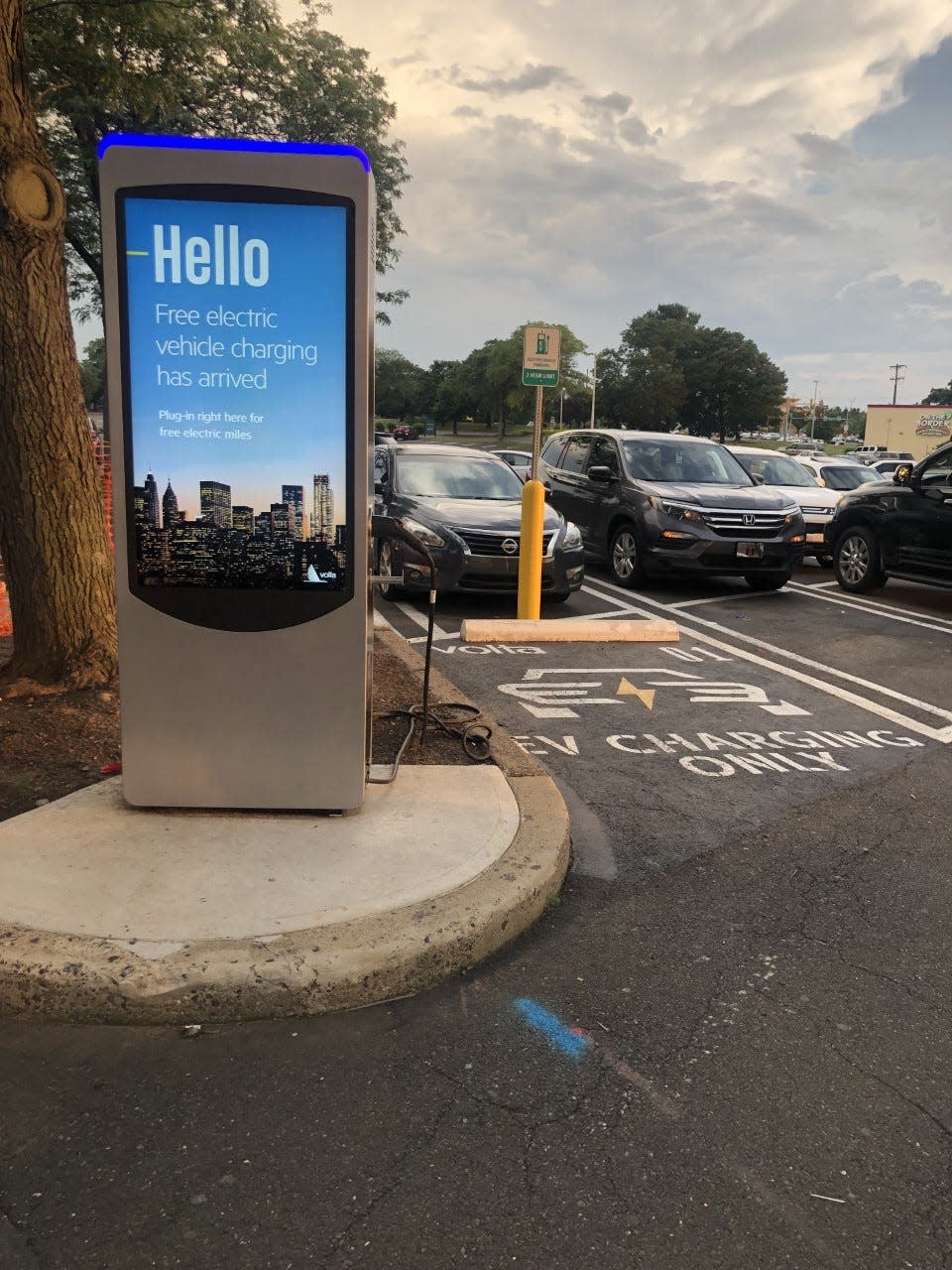 Drivers can often find electric vehicle charging stations at shopping centers like the Neshaminy Mall in Bensalem, seen here.