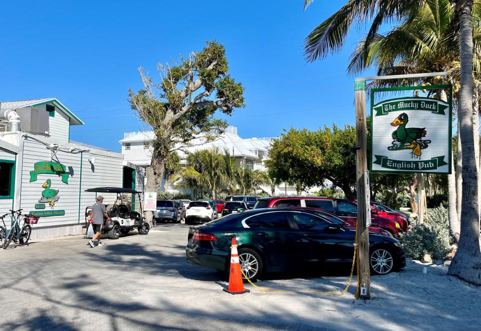 The Mucky Duck is located at the end of Andy Rosse Lane on Captiva.