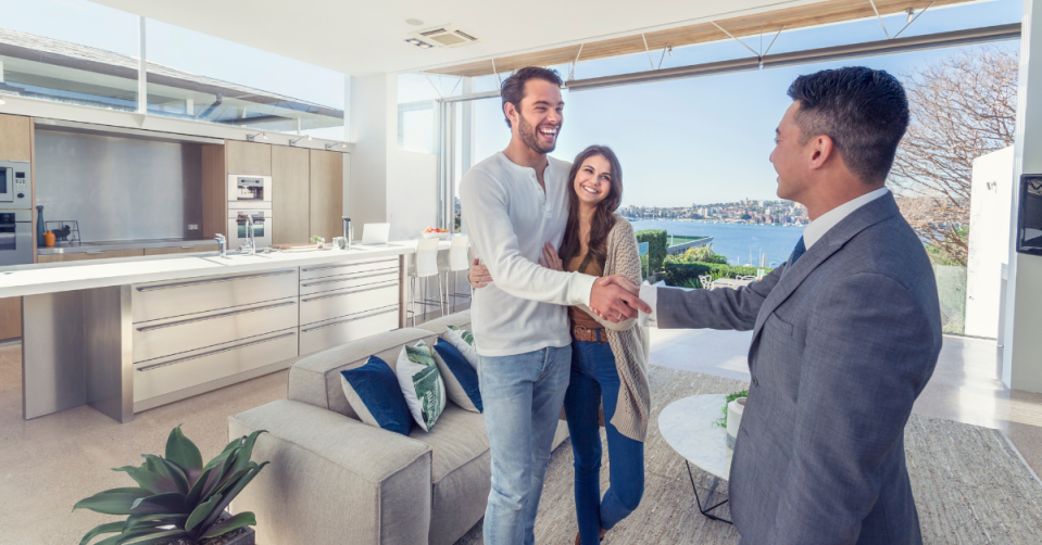 Young couple in a luxury apartment.