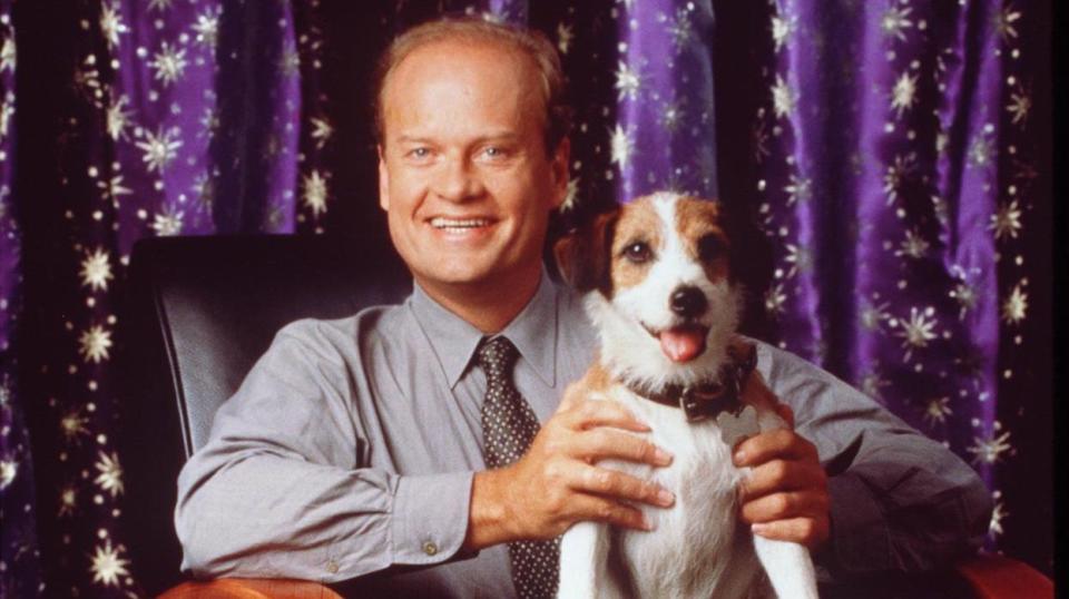 <span><span>Kelsey Grammer and Eddie in 1998</span><span>Hulton Archive/Getty</span></span>