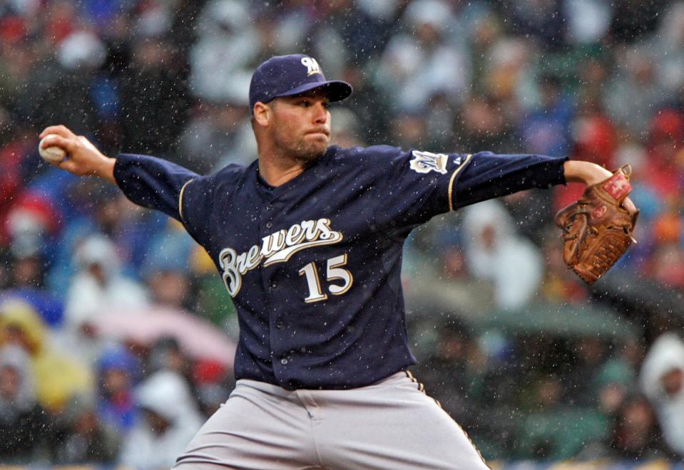 Ben Sheets in the 2008 opener at Wrigley Field in Chicago.